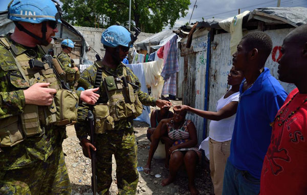 联合国士兵海地执行维和任务