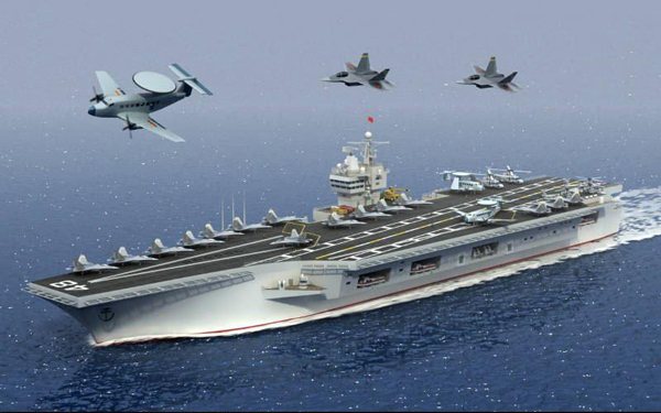 网友自制中国海军未来航母编队想象图_空中网军事频道
